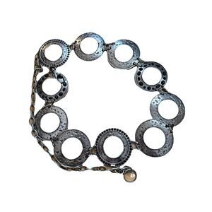 Heavy Silver Tone Metal Adjustable Disc Belt 43"L